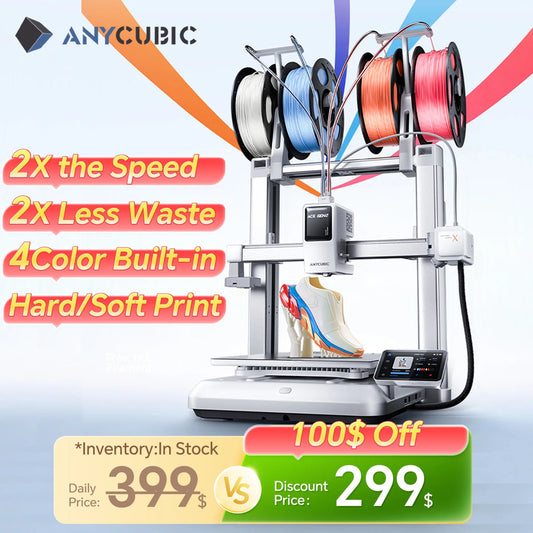 ANYCUBIC Kobra X 3D Printer 600mm/s Max Print Speed 2x Time&Materail Saving Built In 4Color Printing Automatic leveling Printer