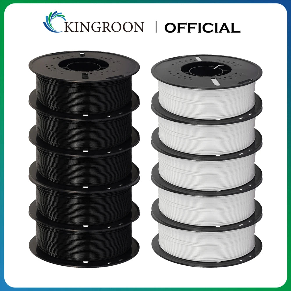 KINGROON 10KG PLA/ ABS/ PETG Filament 1.75mm Black White Gray , Wholesale 10 Rolls PLA ABS PETG Plastic For 3D Printer