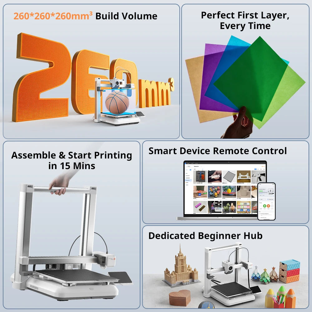 ANYCUBIC Kobra 4 Combo 600mm/s Fast Printing 3D Printer Up to 8 Colors ACE 2 Pro Filament Drying APP Control FDM 3D Printer