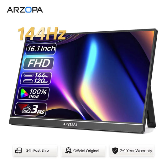 ARZOPA 16.1 inches Portable Gaming Monitor 144hz 100%sRGB 1080P FHD IPS Screen Second Screen for Switch,Xbox,PS5,Laptop,Mac,Z1FC